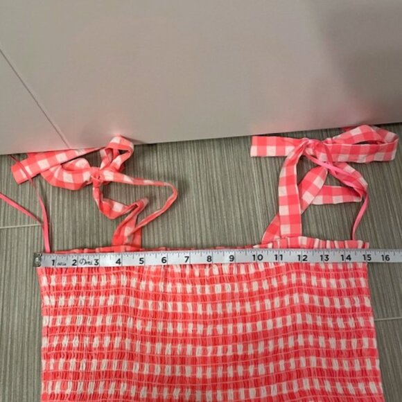 Pomander Place Tuckernuck Tiered Nellie Dress Electric Pink Gingham Plaid Large - Picture 15 of 16